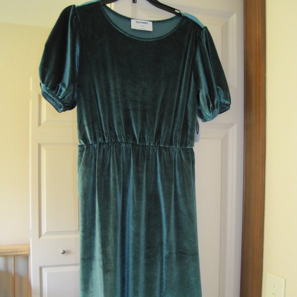 📣 😳 NWT Old Navy green puff sleeve dress girls sz L - Picture 7 of 7